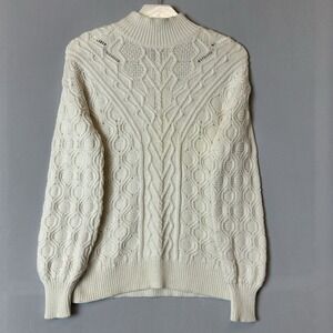 Talbots Top‎ Womens Petite Small Beige Sweater Cable Knit Pullover Cozy Warm